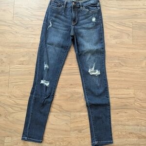 Fashion Nova Blue Skinny Jeans with Distressed Details